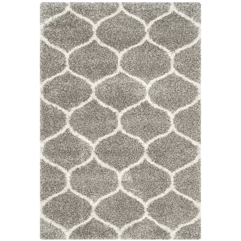 Safavieh Hudson Shag 6' X 9' Power Loomed Rug in Gray and Ivory