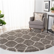 Safavieh Hudson Shag 7' Round Power Loomed Rug in Gray and Ivory