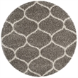 Safavieh Hudson Shag 7' Round Power Loomed Rug in Gray and Ivory