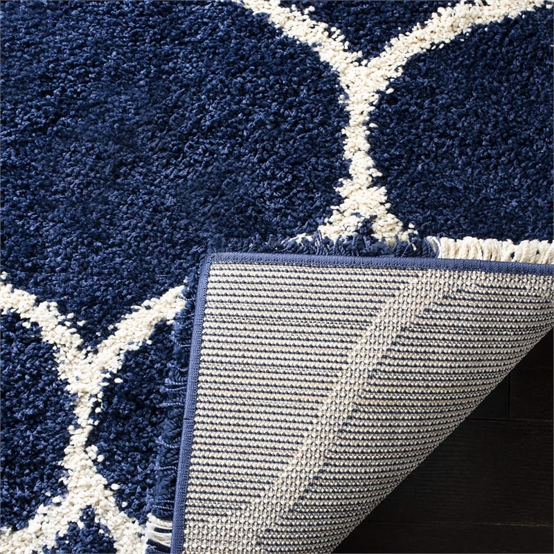 Safavieh Hudson Shag 3' X 5' Power Loomed Rug in Navy and Ivory