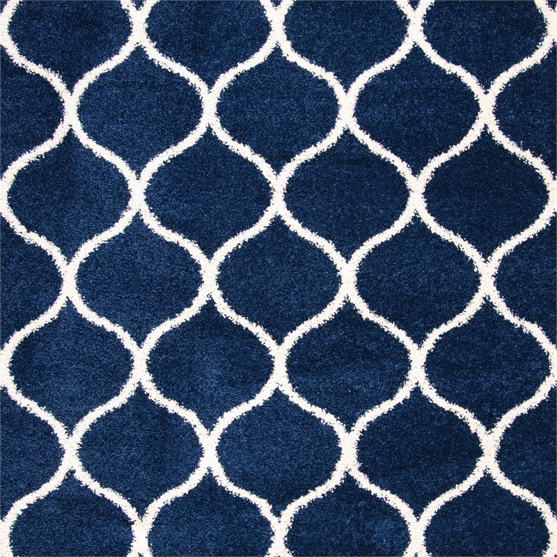 Safavieh Hudson Shag 6' X 9' Power Loomed Rug in Navy and Ivory
