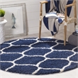 Safavieh Hudson Shag 7' Round Power Loomed Rug in Navy and Ivory