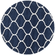 Safavieh Hudson Shag 7' Round Power Loomed Rug in Navy and Ivory