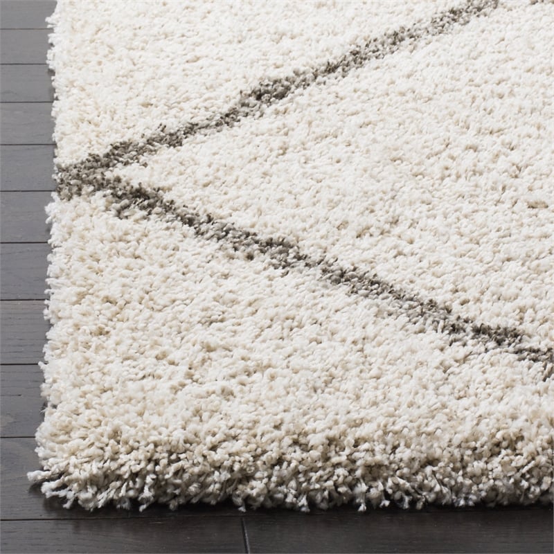 Safavieh Hudson Shag 10' X 14' Power Loomed Rug in Ivory and Gray