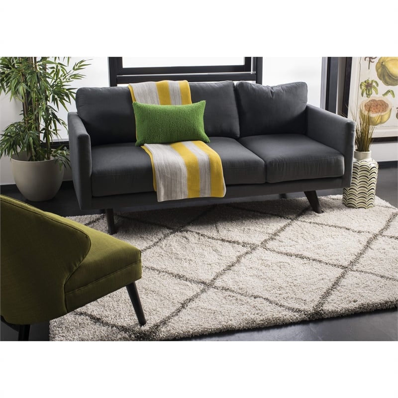 Safavieh Hudson Shag 11' X 15' Power Loomed Rug in Ivory and Gray