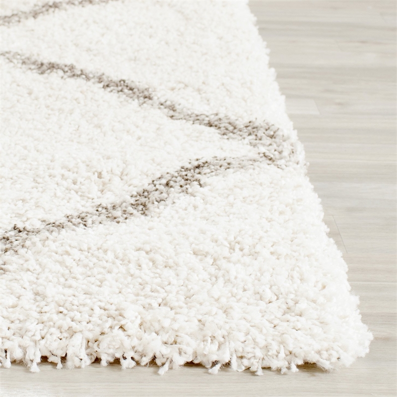 Safavieh Hudson Shag 3' X 5' Power Loomed Rug in Ivory and Gray
