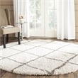 Safavieh Hudson Shag 7' Round Power Loomed Rug in Ivory and Gray