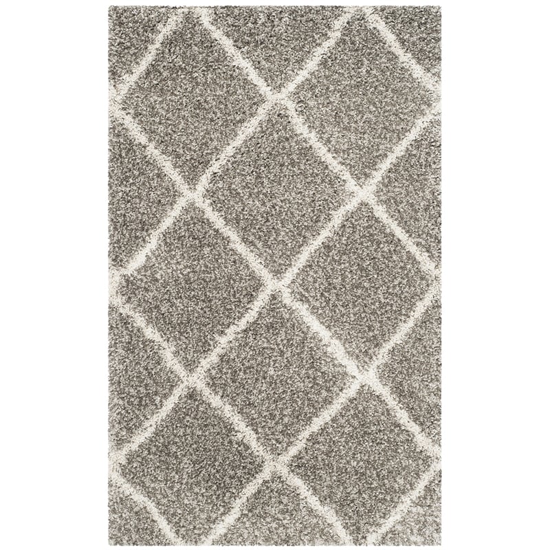 Safavieh Hudson Shag 3' X 5' Power Loomed Rug in Gray and Ivory