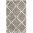 Safavieh Hudson Shag 3' X 5' Power Loomed Rug in Gray and Ivory
