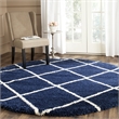 Safavieh Hudson Shag 7' Round Power Loomed Rug in Navy and Ivory