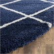 Safavieh Hudson Shag 7' Round Power Loomed Rug in Navy and Ivory