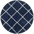Safavieh Hudson Shag 7' Round Power Loomed Rug in Navy and Ivory