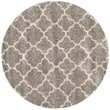 Safavieh Hudson Shag 7' Round Power Loomed Rug in Gray and Ivory