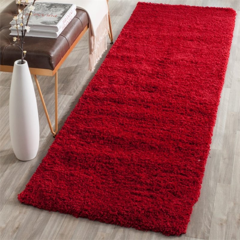 Safavieh Laguna Shag 4' X 6' Power Loomed Polypropylene Rug in Red