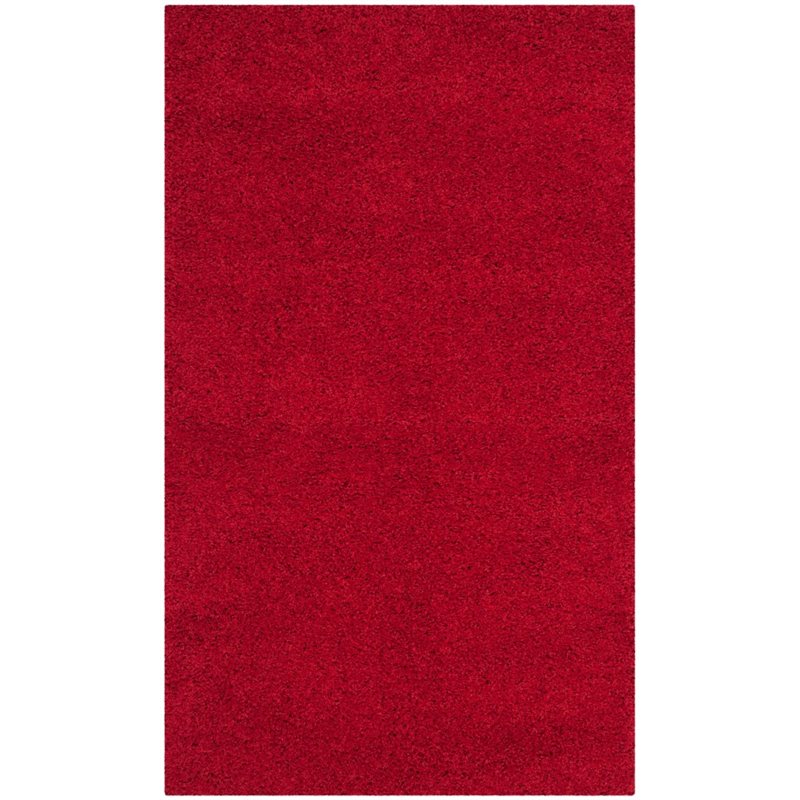 Safavieh Laguna Shag 4' X 6' Power Loomed Polypropylene Rug in Red