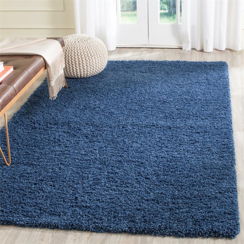 Safavieh Laguna Shag 4' X 6' Power Loomed Polypropylene Rug in Blue