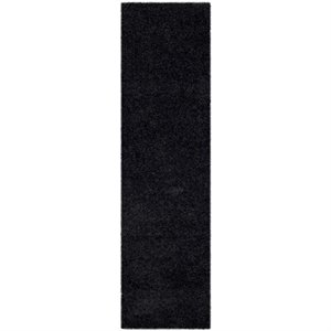 Safavieh Laguna Shag 2'3&quot X 8' Power Loomed Polypropylene Rug in Black