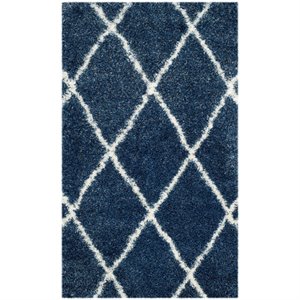 Safavieh Montreal Shag 2'3&quot X 7' Power Loomed Rug in Blue and Ivory