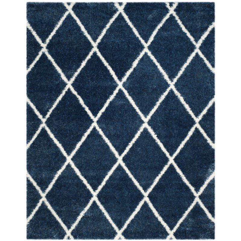 Safavieh Montreal Shag 4' X 6' Power Loomed Rug in Blue and Ivory