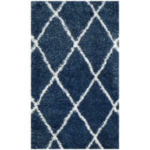 Safavieh Montreal Shag 5'3&quot X 7'6&quot Power Loomed Rug in Blue and Ivory