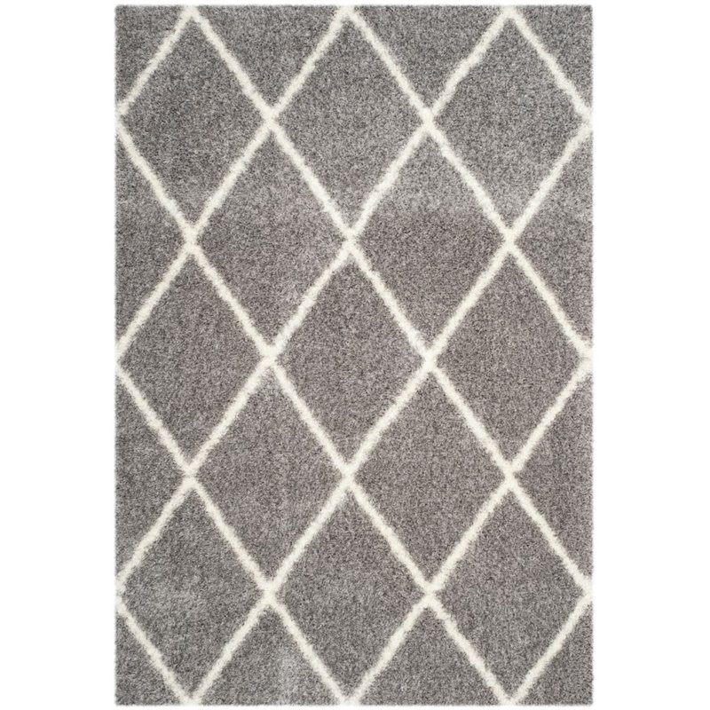Safavieh Montreal Shag 4' X 6' Power Loomed Rug in Gray and Ivory