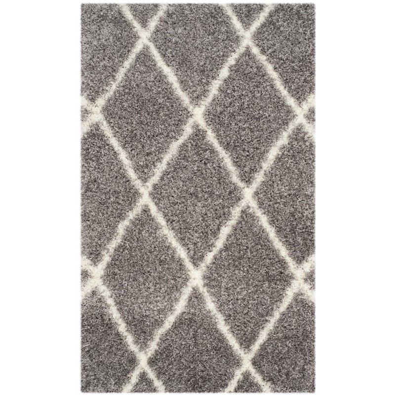 Safavieh Montreal Shag 4' X 6' Power Loomed Rug in Gray and Ivory