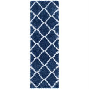 Safavieh Montreal Shag 5'3&quot X 7'6&quot Power Loomed Rug in Blue and Ivory