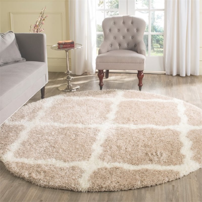 Safavieh Montreal Shag 3' X 5' Power Loomed Rug in Beige and Ivory