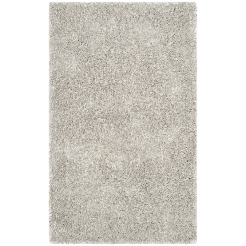 Safavieh Toronto Shag 3' X 5' Handmade Polyester Rug in Light Gray