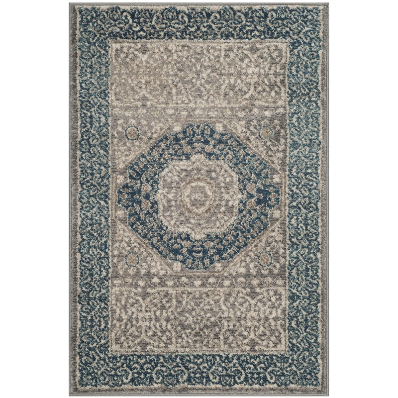 Safavieh Sofia 2' X 3' Power Loomed Rug in Light Gray and Blue