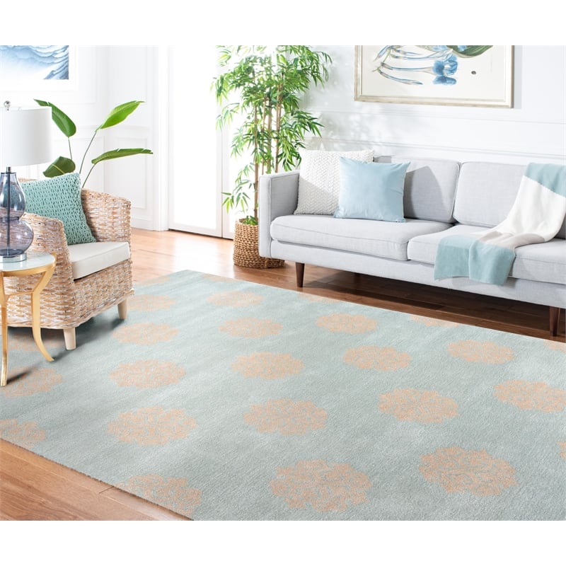 Safavieh Soho 9' X 12' Hand Tufted Wool Rug in Turquoise and Yellow