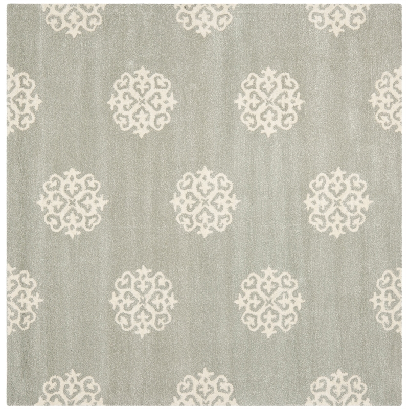 Safavieh Soho 8' Square Hand Tufted Wool Rug in Gray and Ivory