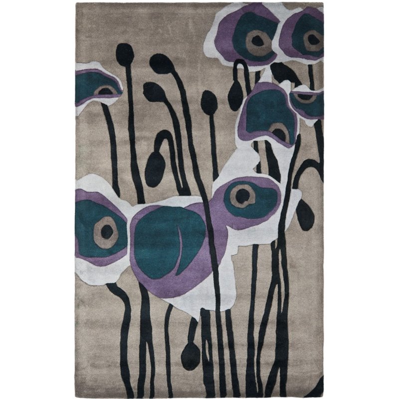 Safavieh Soho 6' Round Hand Tufted Wool Rug in Gray and Blue