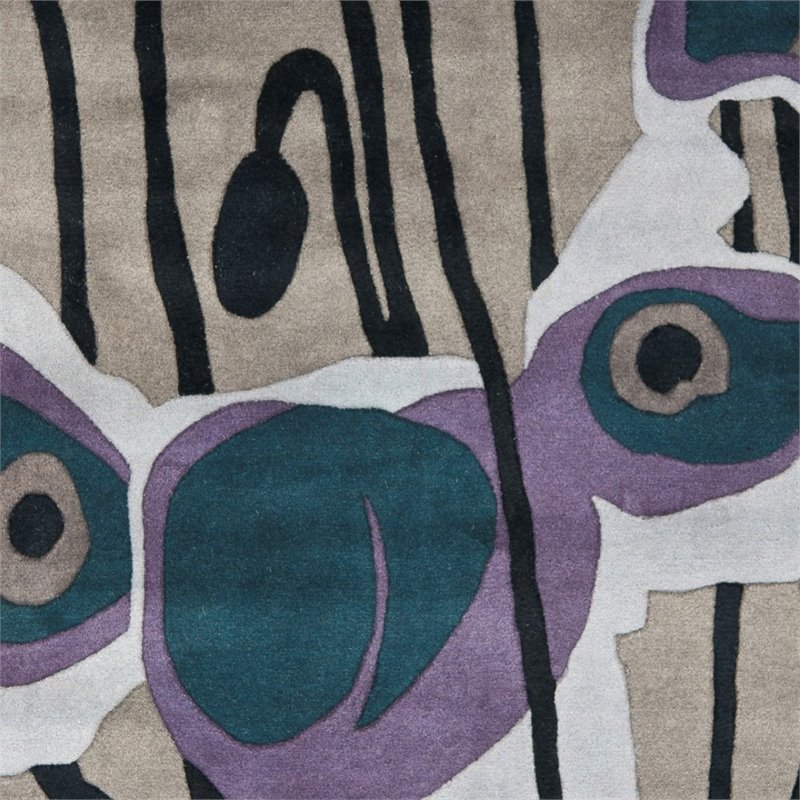 Safavieh Soho 6' Round Hand Tufted Wool Rug in Gray and Blue