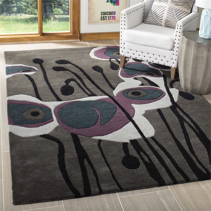 Safavieh Soho 6' Square Hand Tufted Wool Rug in Gray and Blue