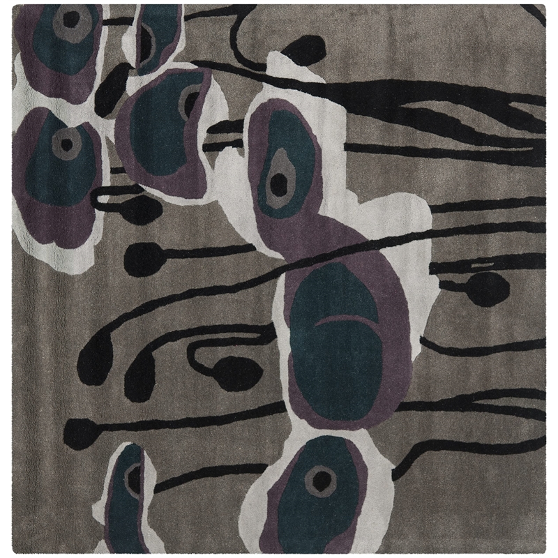 Safavieh Soho 6' Square Hand Tufted Wool Rug in Gray and Blue