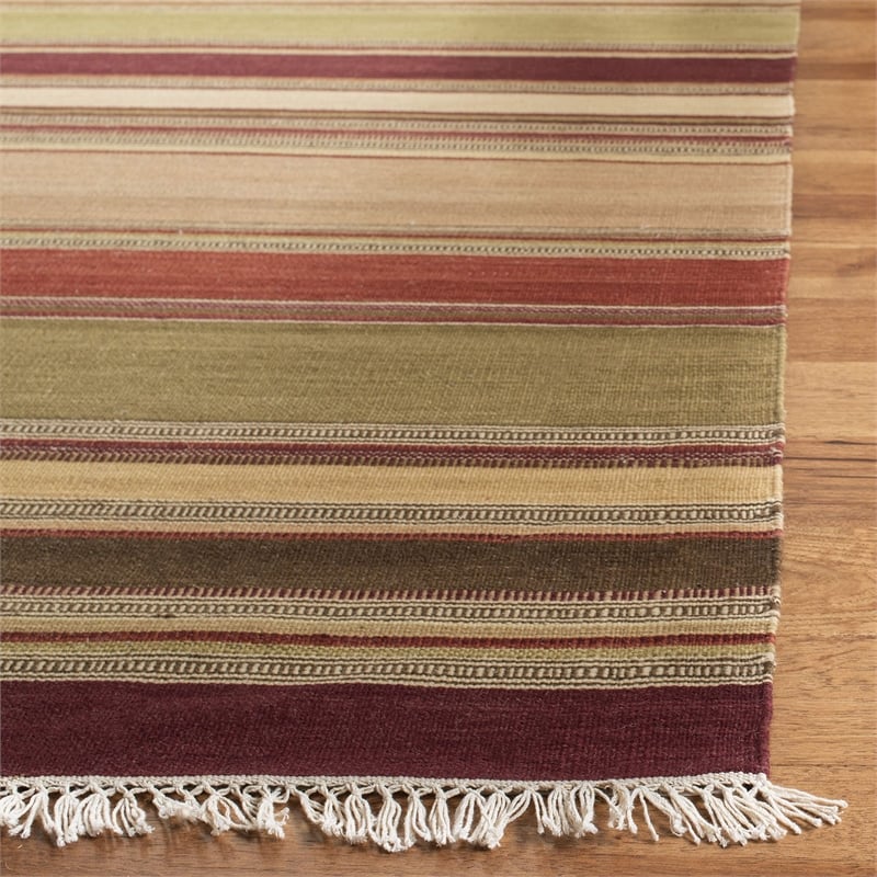 Safavieh Striped Kilim 5' X 8' Hand Woven Wool Pile Rug in Red