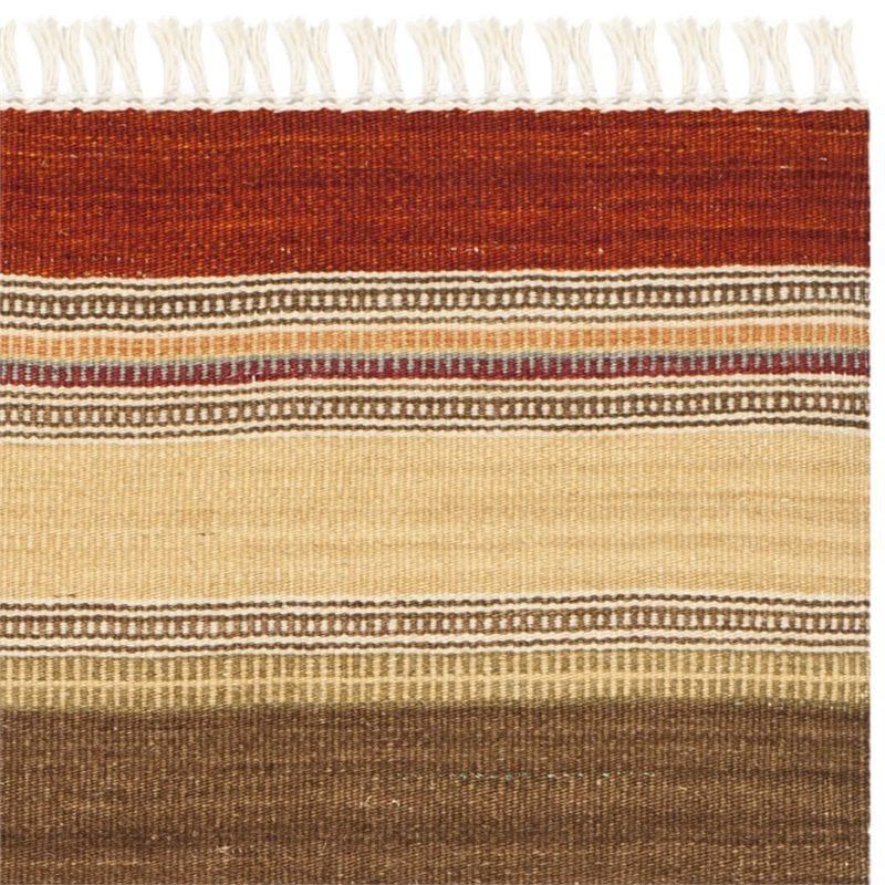 Safavieh Striped Kilim 3' X 5' Hand Woven Wool Pile Rug in Green