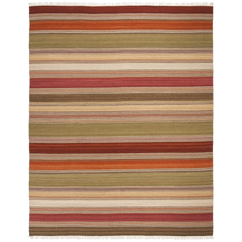 Safavieh Striped Kilim 8' X 10' Hand Woven Wool Pile Rug in Green