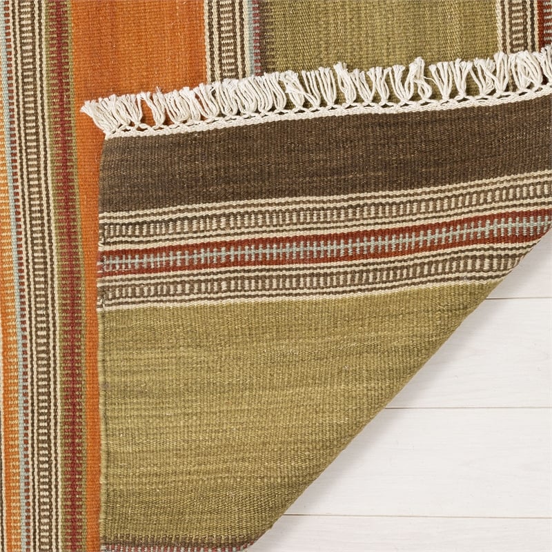 Safavieh Striped Kilim 8' X 10' Hand Woven Wool Pile Rug in Green