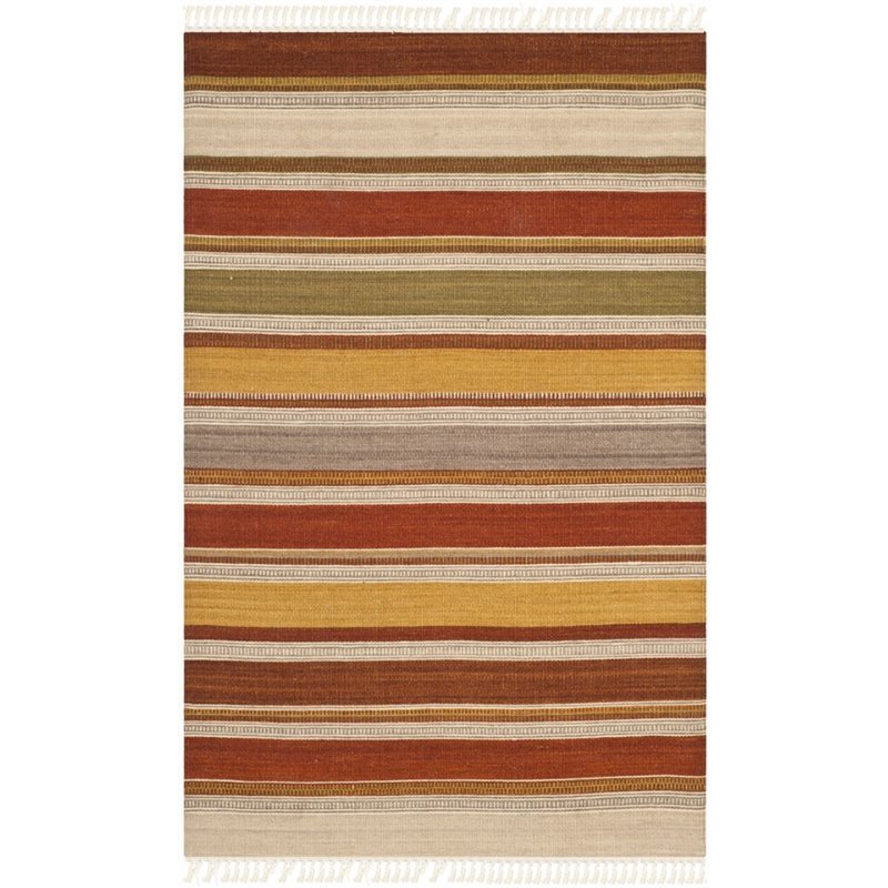 Safavieh Striped Kilim 4' X 6' Hand Woven Wool Pile Rug