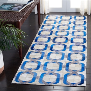 Safavieh Studio Leather 2'3&quot X 7' Hand Woven Leather Rug in Ivory