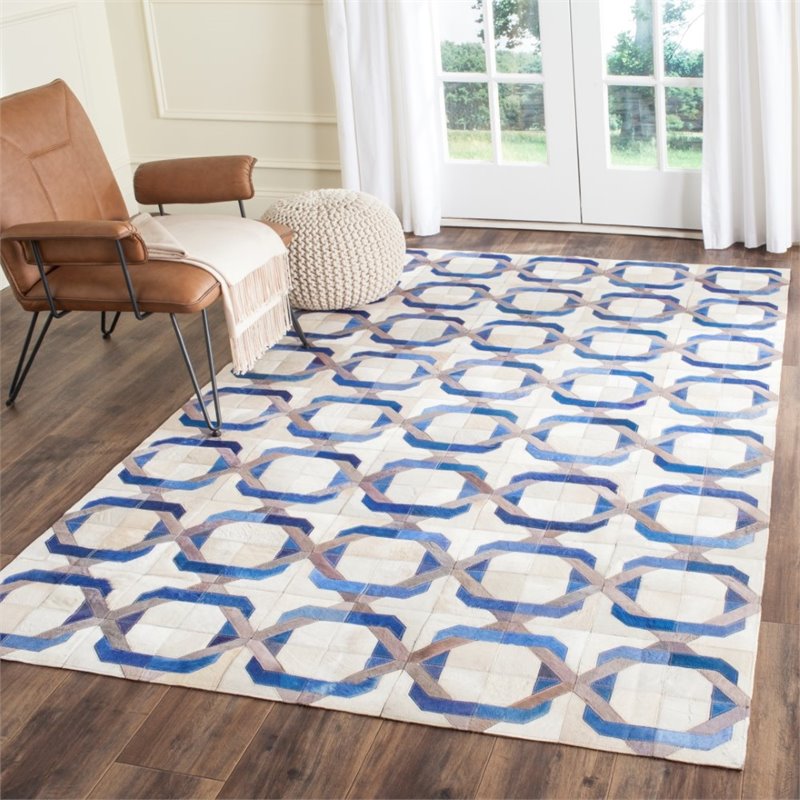 Safavieh Studio Leather 3' X 5' Hand Woven Leather Rug in Ivory