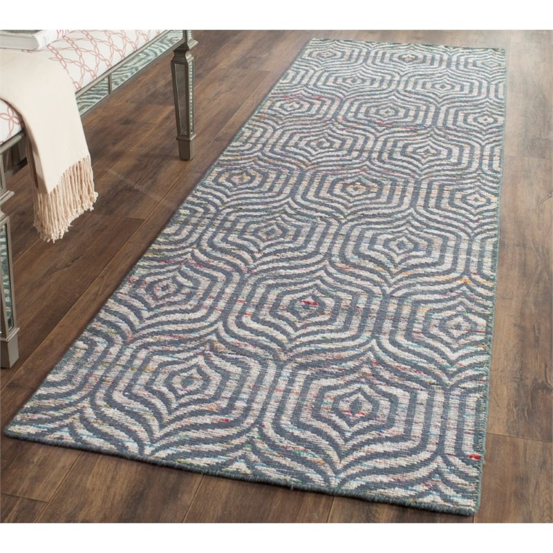 Safavieh Straw Patch 3' X 5' Hand Woven Flatweave Rug in Blue