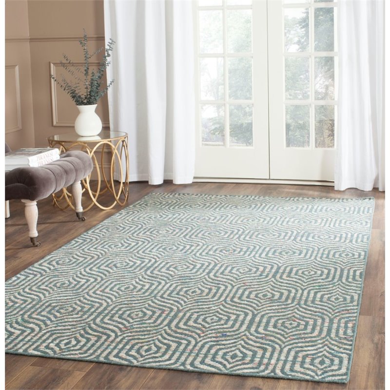 Safavieh Straw Patch 6' X 9' Hand Woven Flatweave Rug in Blue