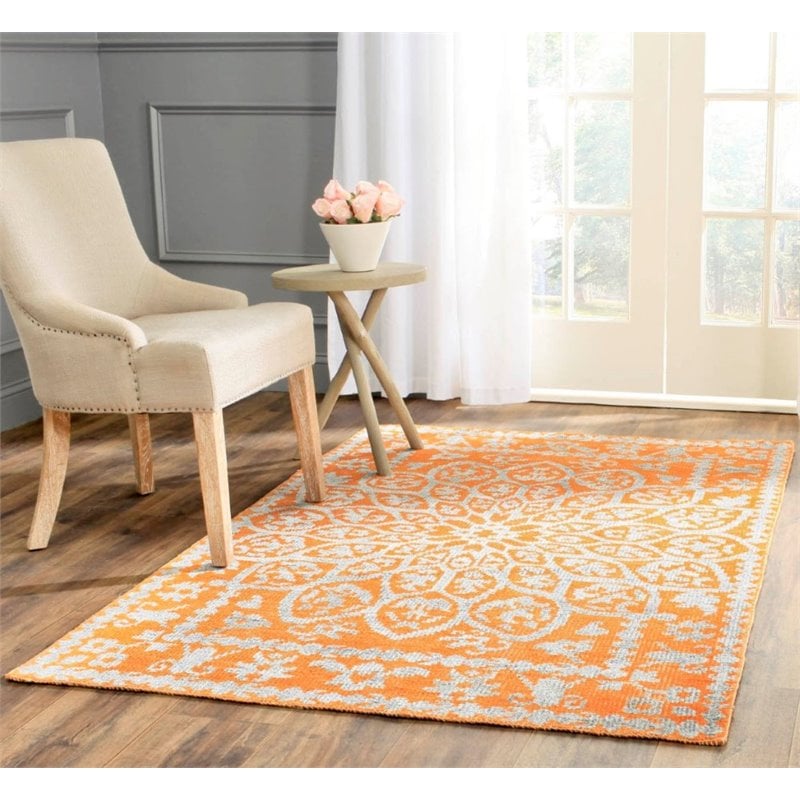 Safavieh Stone Wash 6' Round Hand Knotted Rug in Copper