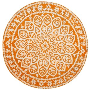 Safavieh Stone Wash 6' Round Hand Knotted Rug in Copper