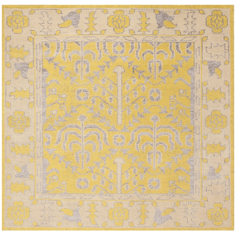 Safavieh Stone Wash 6' Square Hand Knotted Rug in Yellow