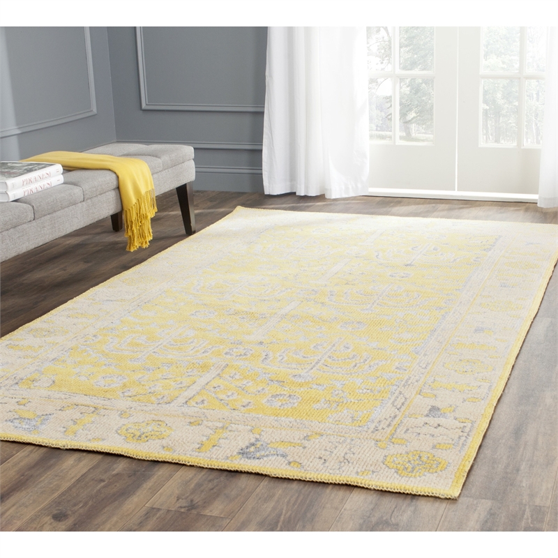 Safavieh Stone Wash 9' X 12' Hand Knotted Rug in Yellow