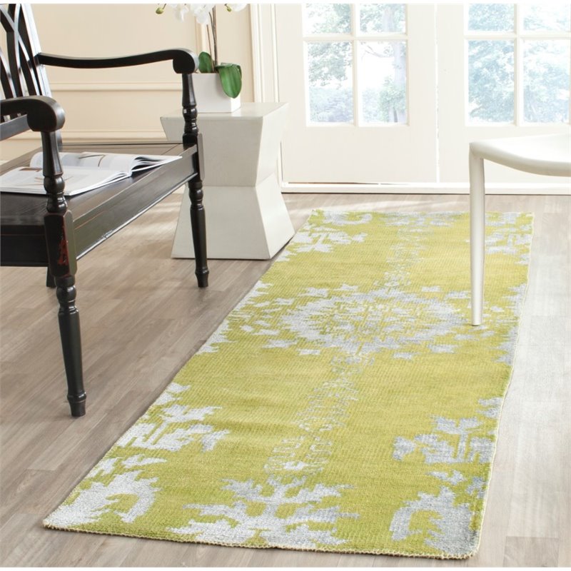 Safavieh Stone Wash 9' X 12' Hand Knotted Rug in Chartreuse